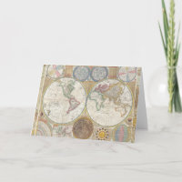 World Travel Map Antique Vintage