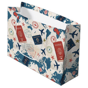 World Travel Map Pattern Large Gift Bag
