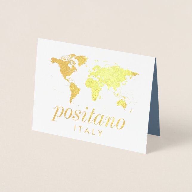 World Travel Map Table Name Cards REAL FOIL (Front)