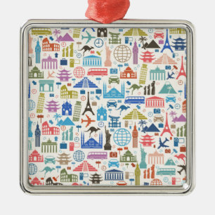 world travel metal tree decoration