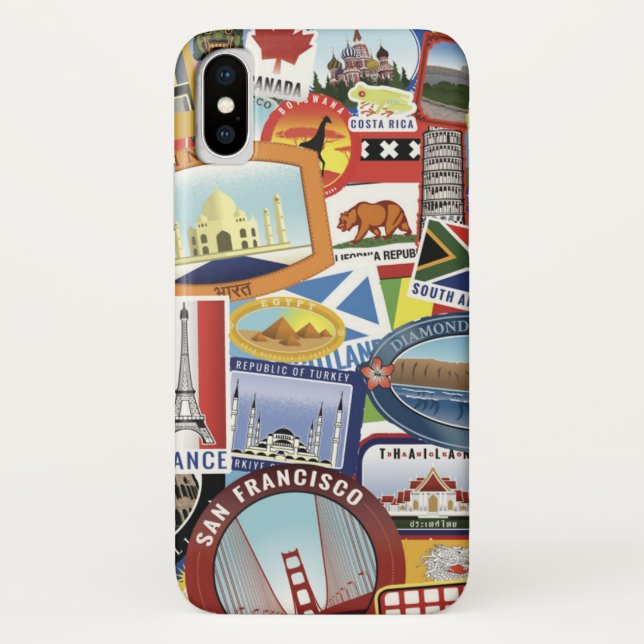 World Travel Pattern Case-Mate iPhone Case (Back)