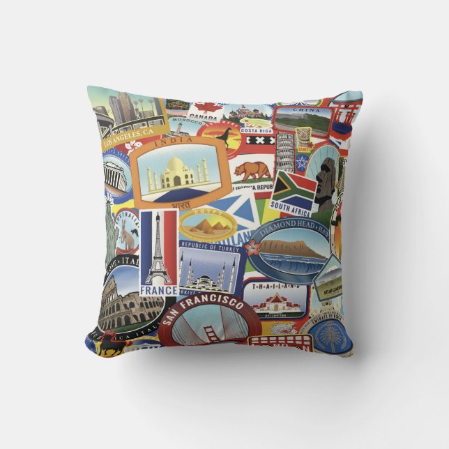 World Travel Pattern Cushion (Front)