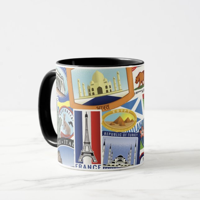 World Travel Pattern Mug (Front Left)