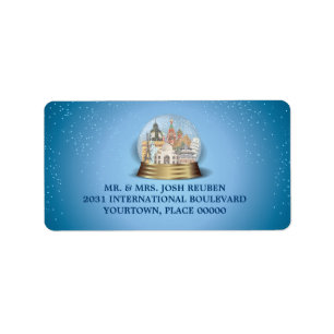 World Travel Snow Globe Return Address Label