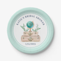 World Travel Suitcase Bridal Shower Light Blue