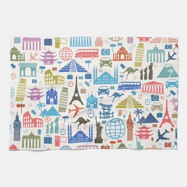 world travel tea towel (Horizontal)