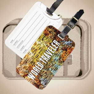 World Traveler International Map Abstract Luggage Tag