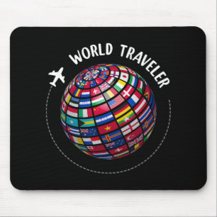 World Traveler Map, World Flags Traveler, Countrie Mouse Pad