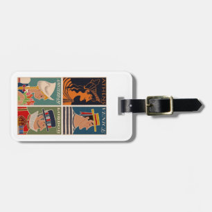World Traveler, Vintage Postcard Style, Luggage Tag
