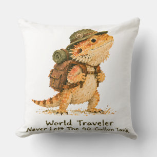 World Traveller Bearded Dragon Art Cushion