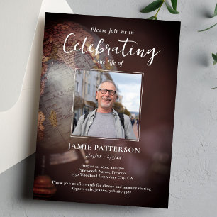 World Traveller Celebration of Life, Funeral Photo Invitation