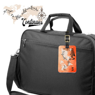 World Traveller Custom Map Monogram Luggage Tag