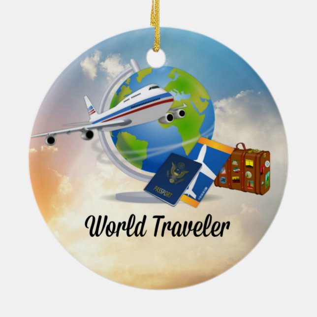 World Traveller, Design 2 Ceramic Tree Decoration (Back)