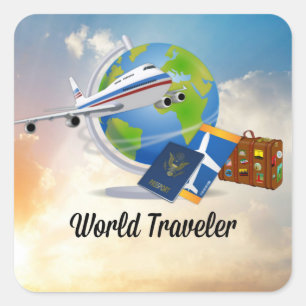 World Traveller, Design 2 Square Sticker