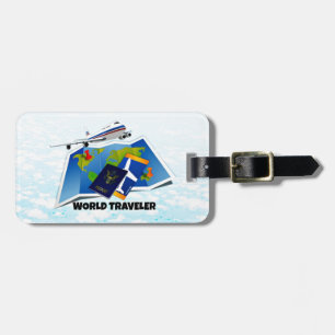 World Traveller - Map, Passport, and Tickets Luggage Tag