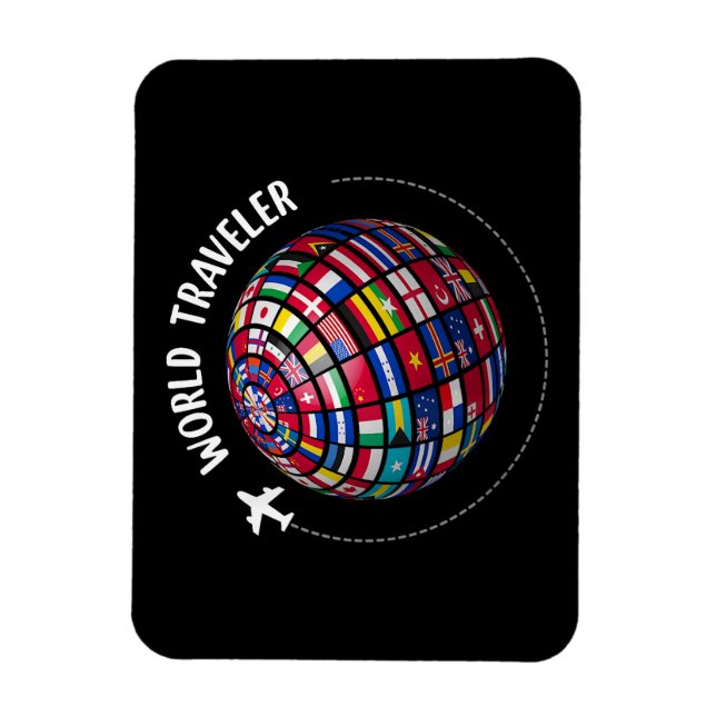 World Traveller Map, World Flags Traveller, Countr Magnet (Vertical)
