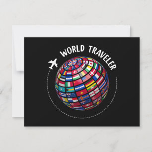 World Traveller Map, World Flags Traveller, Countr Thank You Card