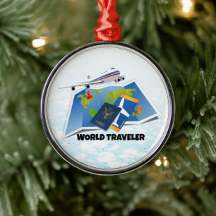World Traveller Metal Tree Decoration