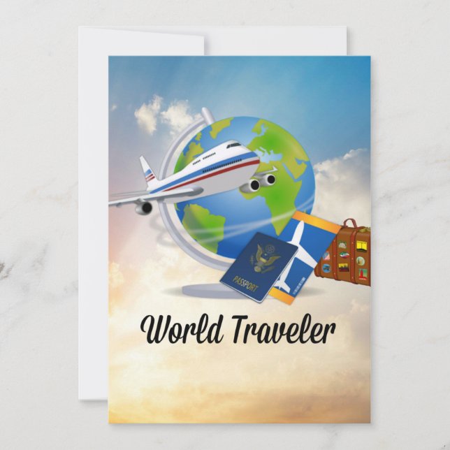 World traveller, packed and ready to go card (Front)