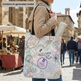 World Traveller Passport Stamps: Vintage Adventure Tote Bag