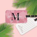 World Traveller Pink Map Custom Monogram Name Luggage Tag<br><div class="desc">Travel the world in style! This modern luggage tag features a muted rose pink map of the world background with black and white custom monogram that can be personalised with your first or last name and initial letter.</div>