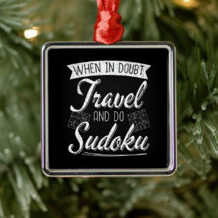 World Traveller Sudoku Puzzle Lover  Metal Tree Decoration