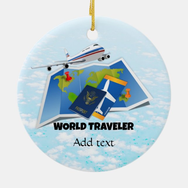 World Traveller Template Ceramic Tree Decoration (Back)