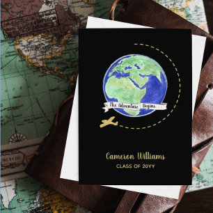 World Traveller The Adventure Begins Graduation Card