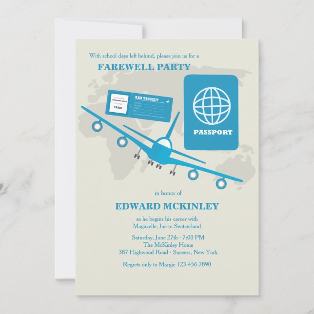 World Travels Farewell Party Invitation (Front)