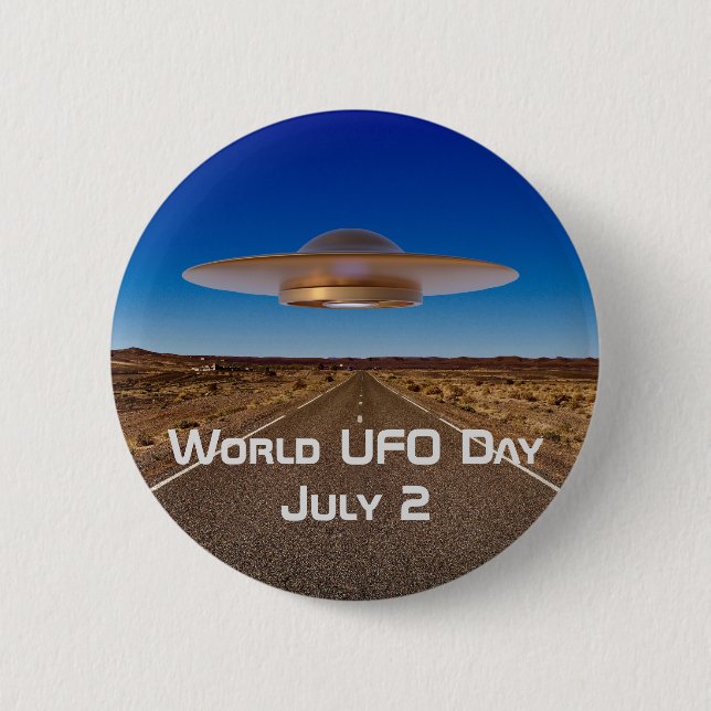 World UFO Day 6 Cm Round Badge (Front)