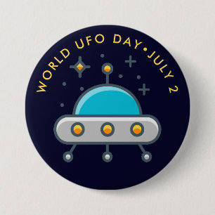 World UFO Day 7.5 Cm Round Badge