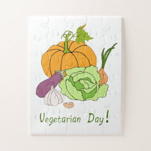 World Vegetarian Day Minimalist Cute Jigsaw Puzzle