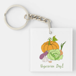 World Vegetarian Day Minimalist Cute  Key Ring