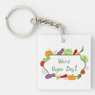 World Vegetarian Day Minimalist Cute    Key Ring
