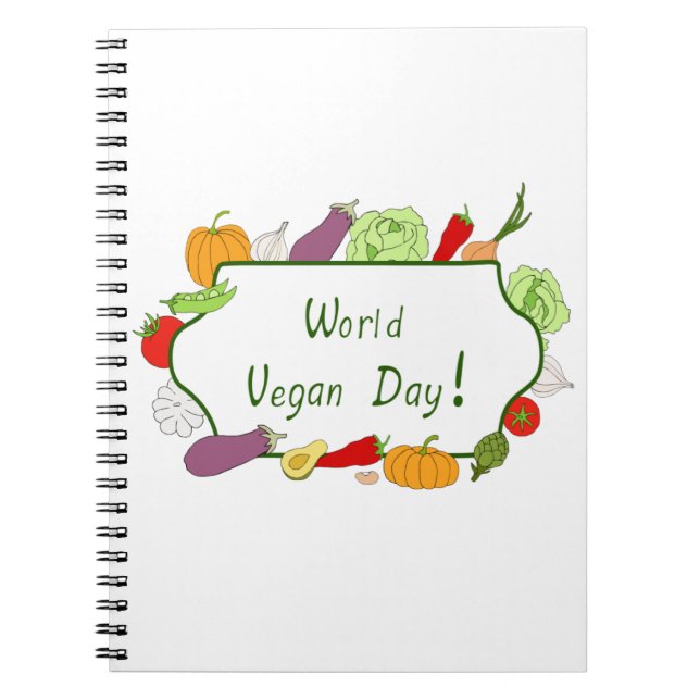 World Vegetarian Day Minimalist Cute  Notebook (Front)