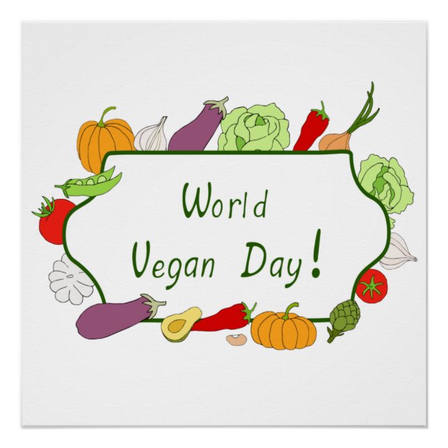 World Vegetarian Day Minimalist Cute     Poster (Front)