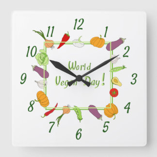 World Vegetarian Day Minimalist Cute     Square Wall Clock