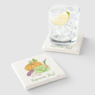 World Vegetarian Day Minimalist Cute Stone Coaster