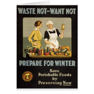 World War 1 poster. Waste not, want not.