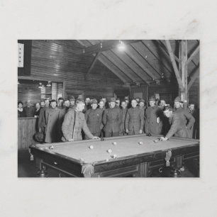 World War 1 YMCA Pool Hall, 1910s Postcard