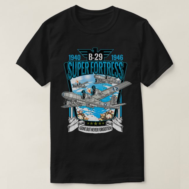World War 2 Aircraft WWII B29 Superfortress Bomber T-Shirt (Design Front)