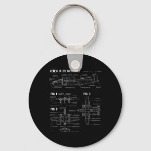 World War 2 American Aircraft B-25 Mitchell Bomber Key Ring
