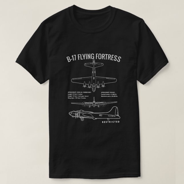 World War 2 B17 Bomber WW2 WarplaneB17 Flying Fort T-Shirt (Design Front)