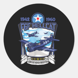 World War 2 F6f Hellcat Fighter Aeroplane  Classic Round Sticker
