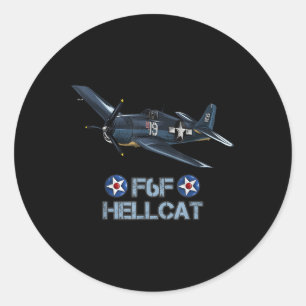 World War 2 F6f Hellcat Fighter Aeroplane  Classic Round Sticker