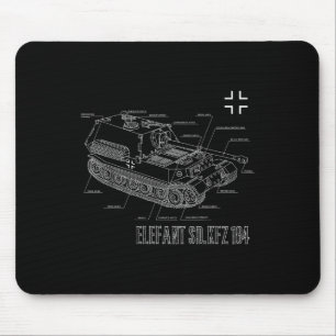 World War 2 German Anti Tank Destroyer Elefant Blu Mouse Pad
