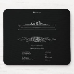 World War 2 German Bismarck Ship Model Ww2 Battles Mouse Pad