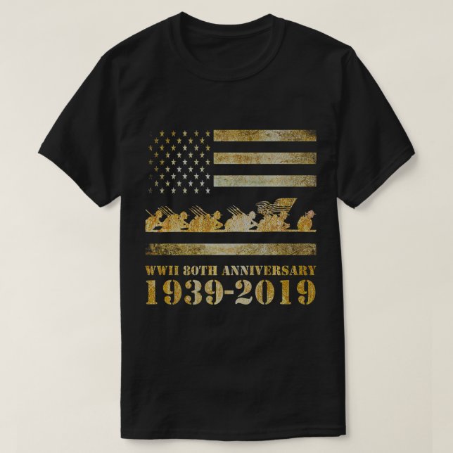 World War 2 II 80th Anniversary Veterans D Day Gif T-Shirt (Design Front)