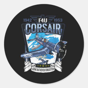 World War 2 Military Fighter Aircraft American F4u Classic Round Sticker