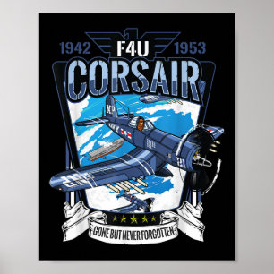 World War 2 Military Fighter Aircraft American F4u Poster